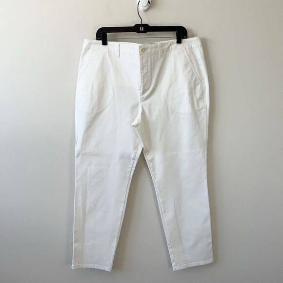 Lauren Ralph Lauren Women’s White Chino Pants Cotton Blend Tapered Leg Size 16 - Picture 3 of 10